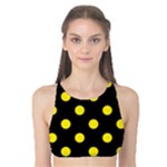 Polka Dots - Canary Yellow on Black Tank Bikini Top