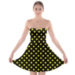 Polka Dots - Canary Yellow on Black Strapless Bra Top Dress