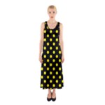 Polka Dots - Canary Yellow on Black Full Print Maxi Dress