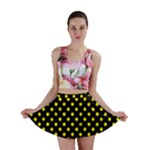 Polka Dots - Canary Yellow on Black Mini Skirt