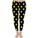 Polka Dots - Canary Yellow on Black Winter Leggings
