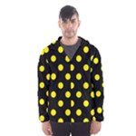 Polka Dots - Canary Yellow on Black Hooded Wind Breaker (Men)