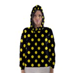 Polka Dots - Canary Yellow on Black Hooded Wind Breaker (Women)