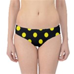 Polka Dots - Canary Yellow on Black Hipster Bikini Bottoms