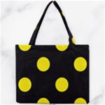 Polka Dots - Canary Yellow on Black Mini Tote Bag