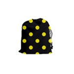 Polka Dots - Canary Yellow on Black Drawstring Pouch (S)