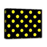 Polka Dots - Canary Yellow on Black Deluxe Canvas 14  x 11  (Stretched)
