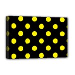 Polka Dots - Canary Yellow on Black Deluxe Canvas 18  x 12  (Stretched)