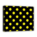 Polka Dots - Canary Yellow on Black Deluxe Canvas 20  x 16  (Stretched)