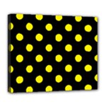 Polka Dots - Canary Yellow on Black Deluxe Canvas 24  x 20  (Stretched)