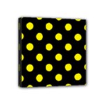 Polka Dots - Canary Yellow on Black Mini Canvas 4  x 4  (Stretched)