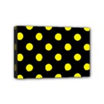 Polka Dots - Canary Yellow on Black Mini Canvas 6  x 4  (Stretched)