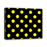 Polka Dots - Canary Yellow on Black Canvas 10  x 8  (Stretched)