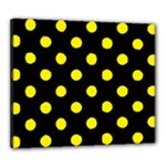 Polka Dots - Canary Yellow on Black Canvas 24  x 20  (Stretched)