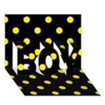Polka Dots - Canary Yellow on Black BOY 3D Greeting Card (7x5)