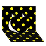Polka Dots - Canary Yellow on Black Heart 3D Greeting Card (7x5)