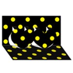 Polka Dots - Canary Yellow on Black Twin Hearts 3D Greeting Card (8x4)