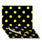 Polka Dots - Canary Yellow on Black Heart Bottom 3D Greeting Card (7x5)