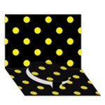 Polka Dots - Canary Yellow on Black Circle Bottom 3D Greeting Card (7x5)