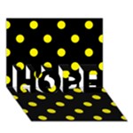 Polka Dots - Canary Yellow on Black HOPE 3D Greeting Card (7x5)