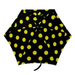 Polka Dots - Canary Yellow on Black Mini Umbrella