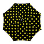 Polka Dots - Canary Yellow on Black Golf Umbrella