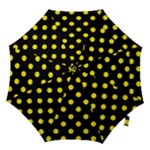 Polka Dots - Canary Yellow on Black Hook Handle Umbrella (Large)