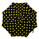 Polka Dots - Canary Yellow on Black Hook Handle Umbrella (Small)