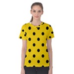 Polka Dots - Black on Gold Yellow Women s Cotton Tee