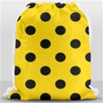 Polka Dots - Black on Gold Yellow Drawstring Bag (Large)