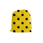Polka Dots - Black on Gold Yellow Drawstring Pouch (M)