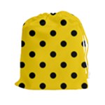 Polka Dots - Black on Gold Yellow Drawstring Pouch (XXl)