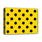 Polka Dots - Black on Gold Yellow Deluxe Canvas 16  x 12  (Stretched)