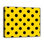 Polka Dots - Black on Gold Yellow Deluxe Canvas 20  x 16  (Stretched)