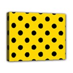 Polka Dots - Black on Gold Yellow Canvas 10  x 8  (Stretched)