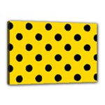 Polka Dots - Black on Gold Yellow Canvas 18  x 12  (Stretched)
