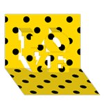 Polka Dots - Black on Gold Yellow LOVE 3D Greeting Card (7x5)