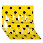 Polka Dots - Black on Gold Yellow TAKE CARE 3D Greeting Card (7x5)