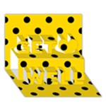 Polka Dots - Black on Gold Yellow Get Well 3D Greeting Card (7x5)