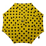 Polka Dots - Black on Gold Yellow Hook Handle Umbrella (Large)