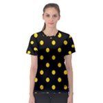 Polka Dots - Gold Yellow on Black Women s Sport Mesh Tee