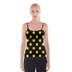 Polka Dots - Gold Yellow on Black Spaghetti Strap Top