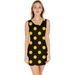 Polka Dots - Gold Yellow on Black Bodycon Dress