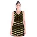 Polka Dots - Gold Yellow on Black Scoop Neck Skater Dress
