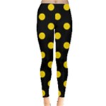 Polka Dots - Gold Yellow on Black Women s Leggings