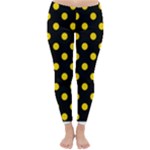 Polka Dots - Gold Yellow on Black Winter Leggings
