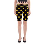 Polka Dots - Gold Yellow on Black Yoga Cropped Leggings