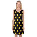 Polka Dots - Gold Yellow on Black Sleeveless Satin Nightdress