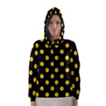 Polka Dots - Gold Yellow on Black Hooded Wind Breaker (Women)