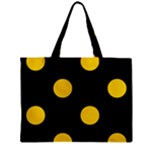 Polka Dots - Gold Yellow on Black Zipper Mini Tote Bag
